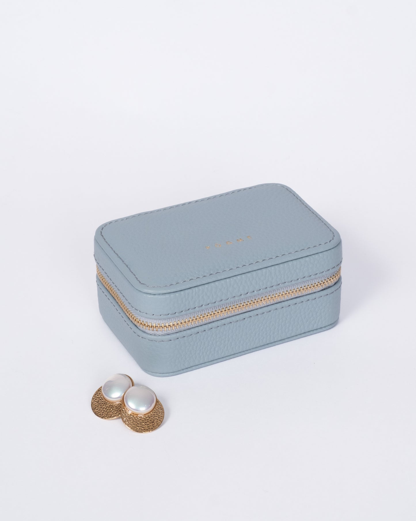 Boite à Bijoux Pique - Grainé - Avec Miroir _ Bleu Pastel